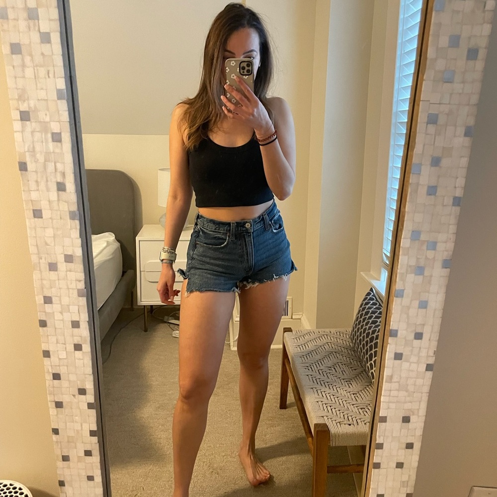 Abercrombie high rise mom jean shorts size 26/2